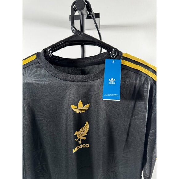 Adidas Mexico De Oro Jersey Black Gold 3XL Trefoil Retro P95985 BNWT Slim Fit - Picture 3 of 6